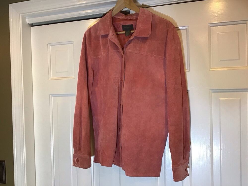 JPR Outfit Women’s M 100% Leather Pink Suede Shirt/Jacket Boho Festival Cowgirl